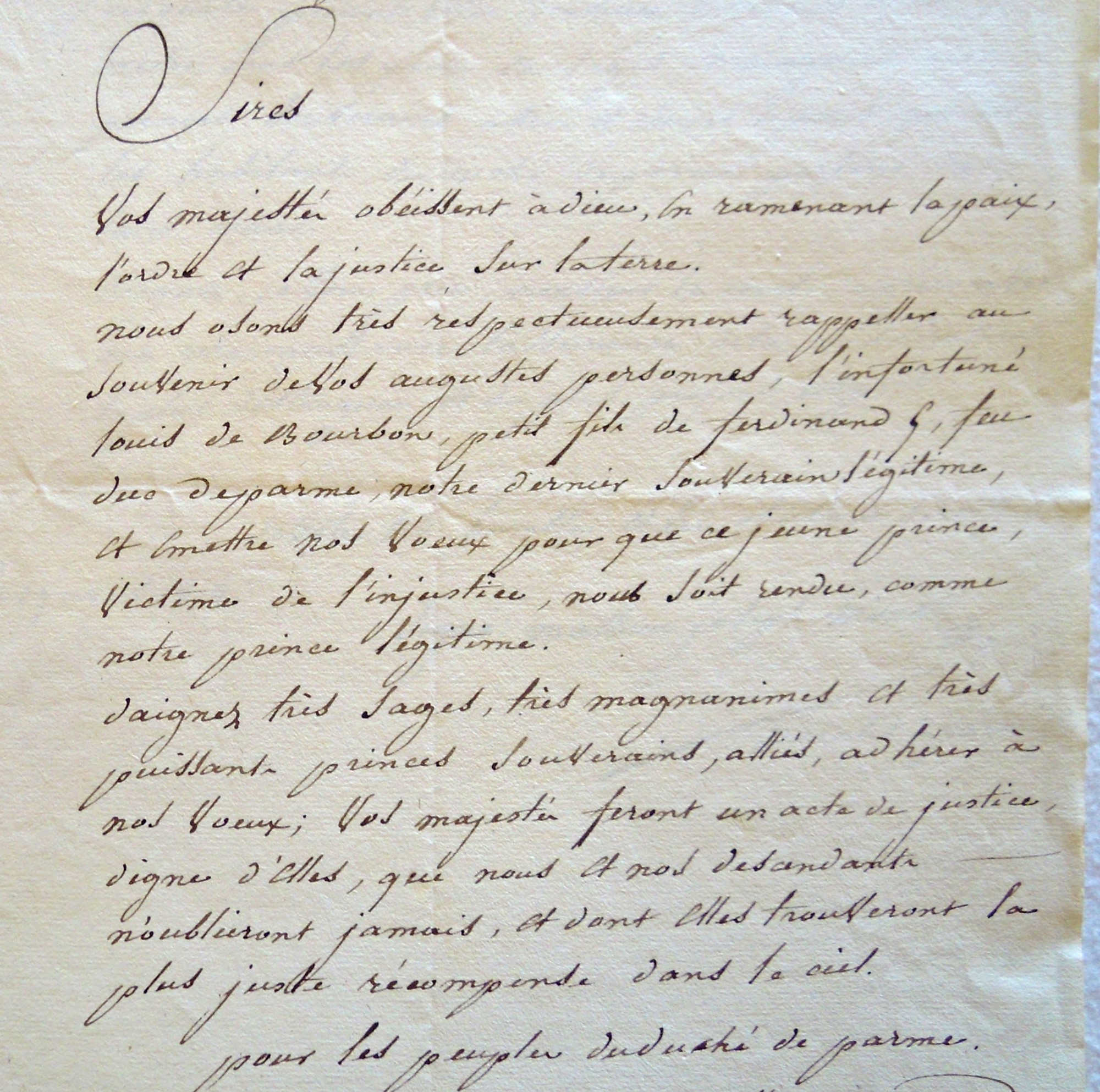 Mathieu Jospeh Monot sua lettera